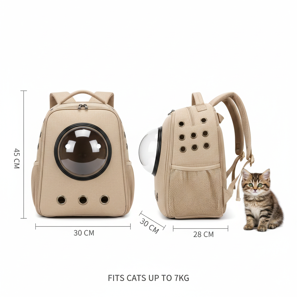 Sac à Dos de Transport pour Chat "Hublot" – Design Ergonomique