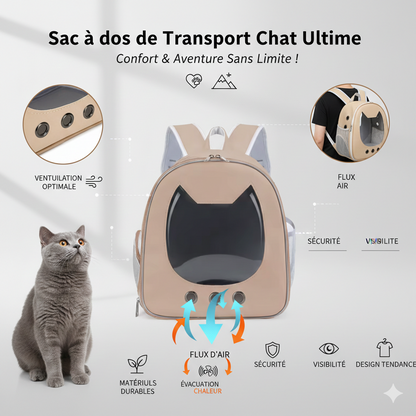 Sac à Dos de Transport pour Chat "Hublot" – Design Ergonomique